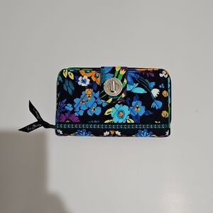 Vera Bradley Black and Blue Floral Wallet